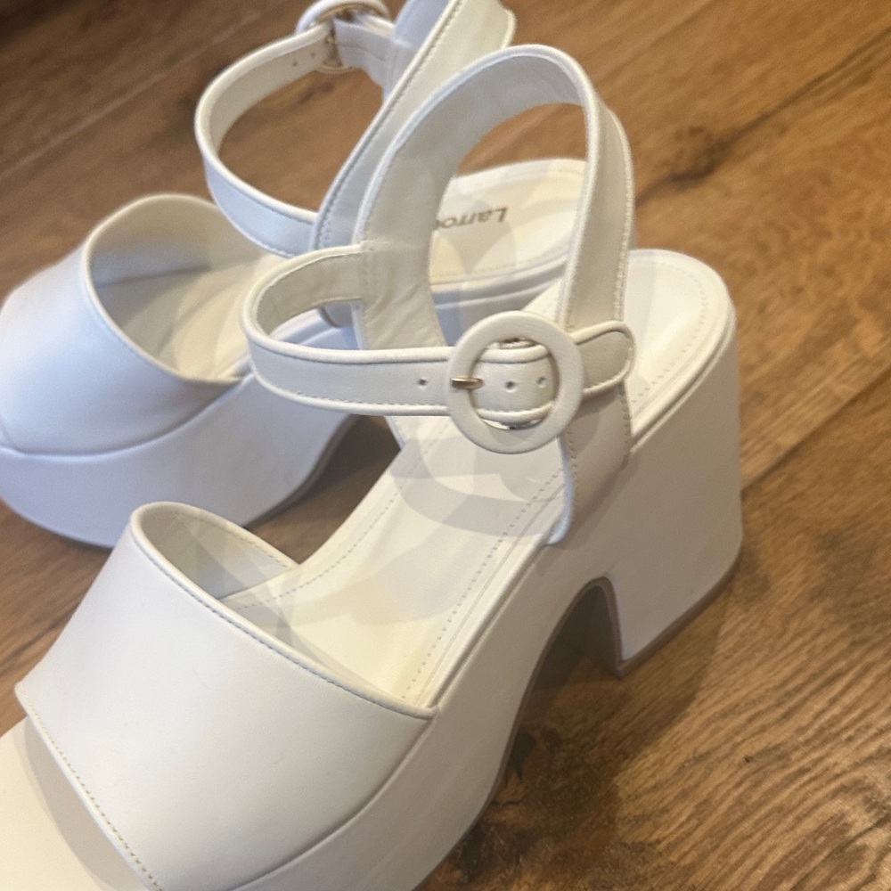 Larroude White Platform Sandals - image 4